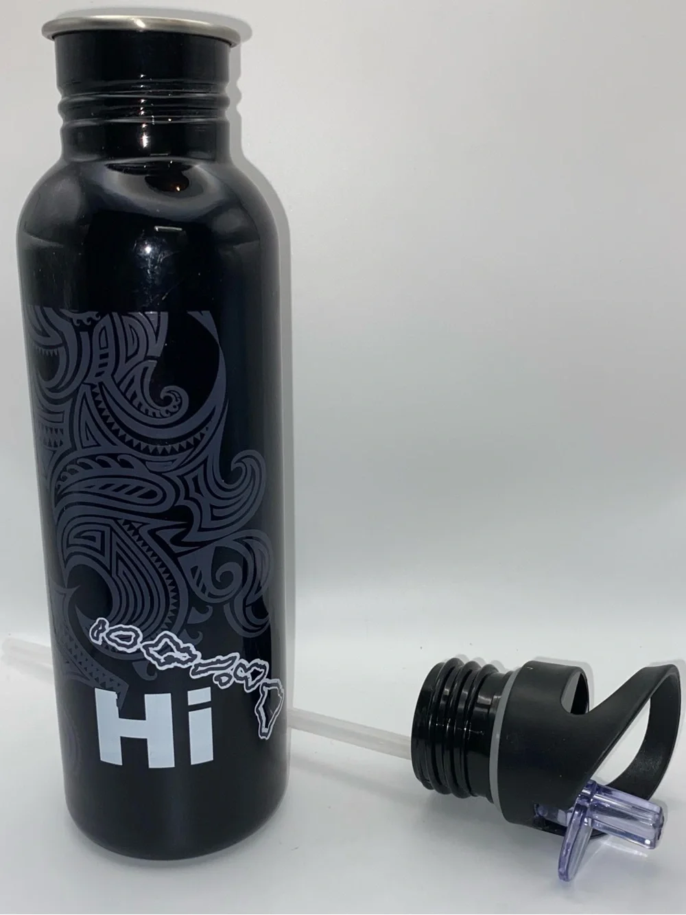 HAWAII Souvenir Travel Water Bottle Sip Straw Black